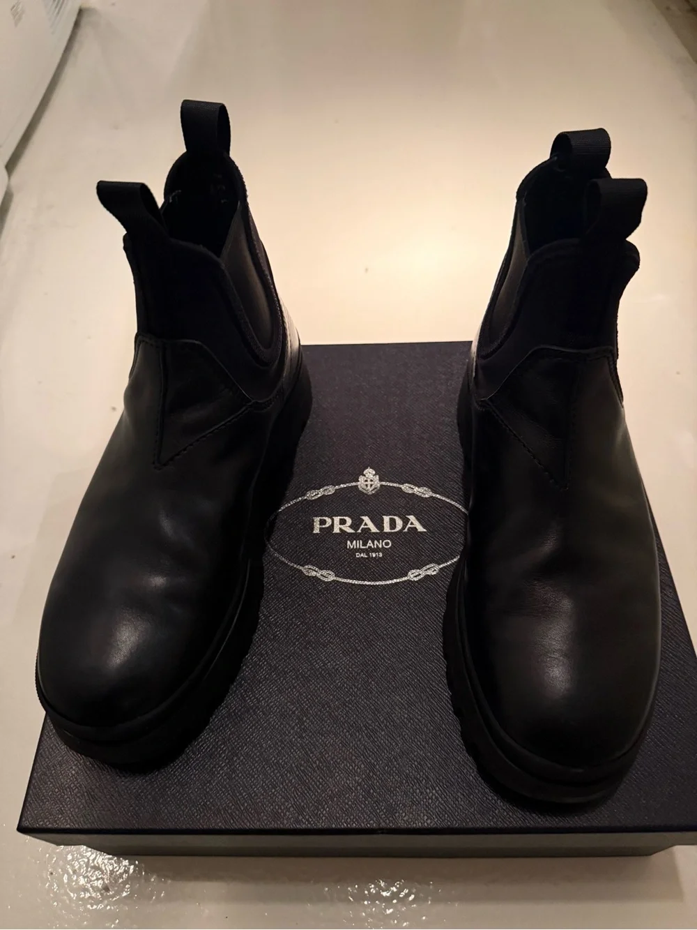 PRADA Men’s Leather Chelsea Boots Size 8.5